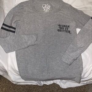 Chaser Gray Long Sleeve Tee with Black Accents